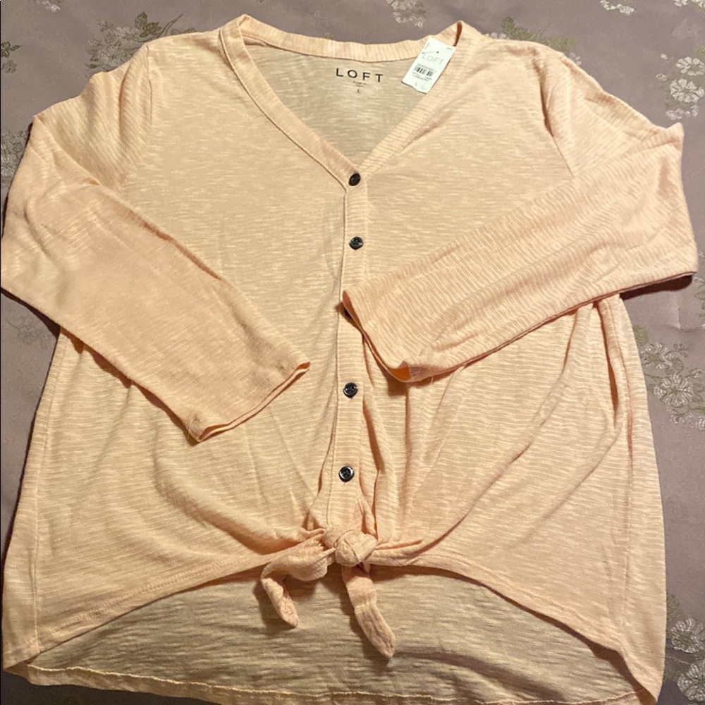 LOFT Pink Striped Top - Picture 3 of 7
